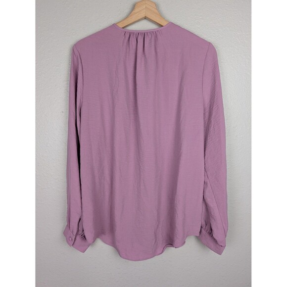 Nine West Shirt Womens Large Purple Button Down Long Sleeve Textured Blouse Top - Picture 2 of 7